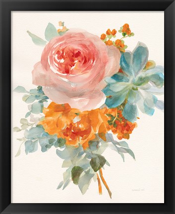 Framed Garden Bouquet II Orange Red Print