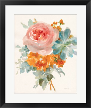 Framed Garden Bouquet II Orange Red Print