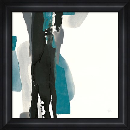 Framed Black and Teal II Print