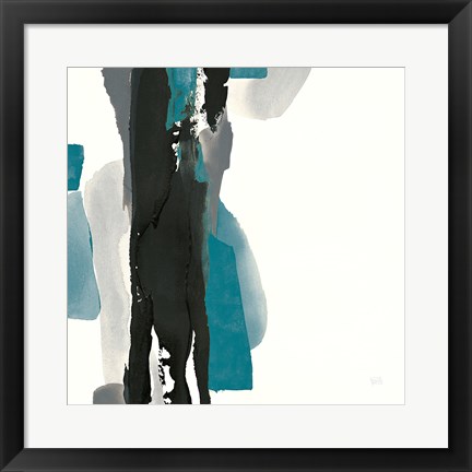 Framed Black and Teal II Print