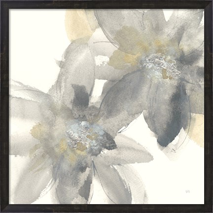 Framed Gray and Silver Flowers II Print