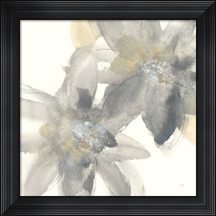 Framed Gray and Silver Flowers II Print