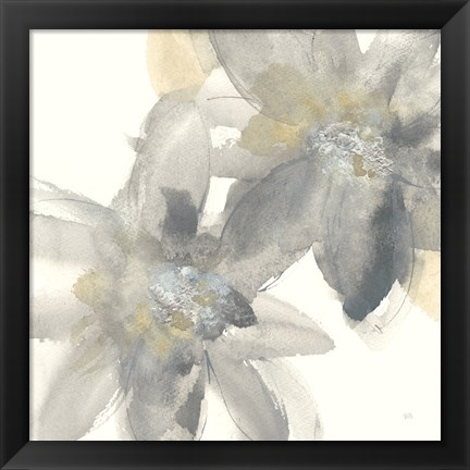 Framed Gray and Silver Flowers II Print