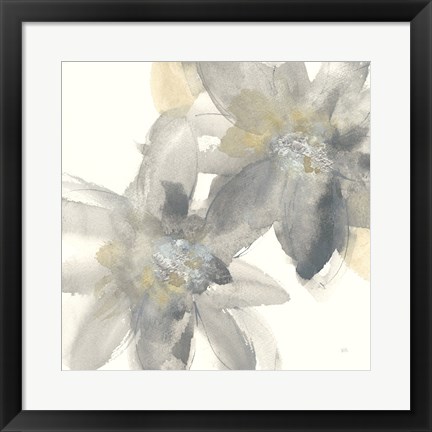 Framed Gray and Silver Flowers II Print