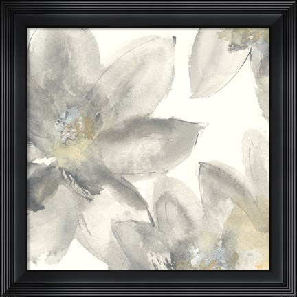Framed Gray and Silver Flowers I Print