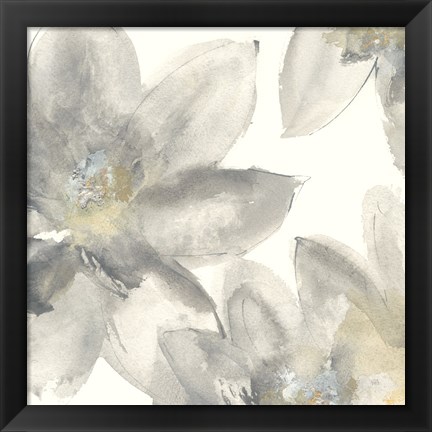 Framed Gray and Silver Flowers I Print