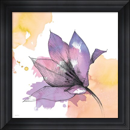 Framed Watercolor Graphite Flower IX Print