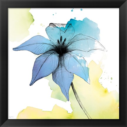 Framed Watercolor Graphite Flower V Print