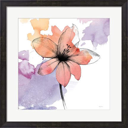 Framed Watercolor Graphite Flower II Print