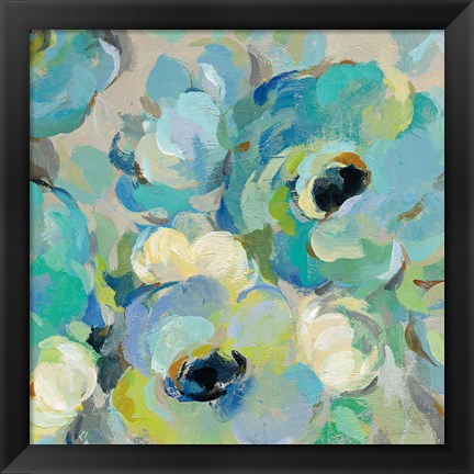 Framed Fresh Teal Flowers III Print