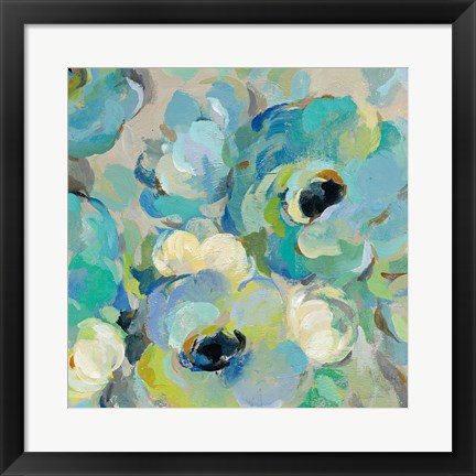 Framed Fresh Teal Flowers III Print