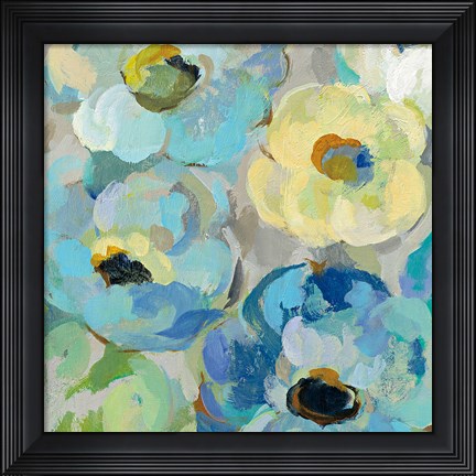 Framed Fresh Teal Flowers II Print