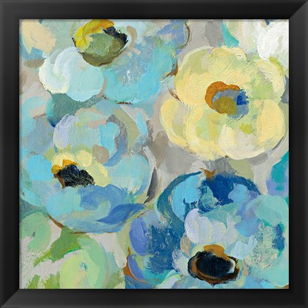 Framed Fresh Teal Flowers II Print