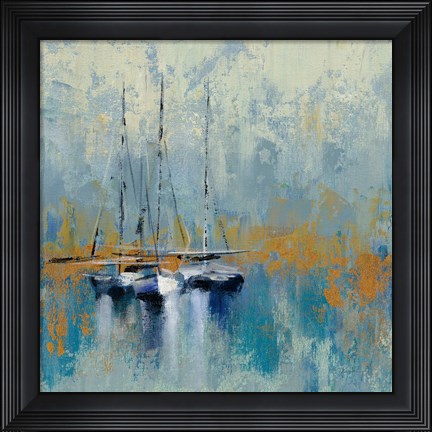 Framed Boats in the Harbor III Print