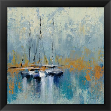 Framed Boats in the Harbor III Print