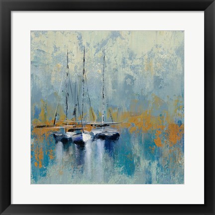 Framed Boats in the Harbor III Print