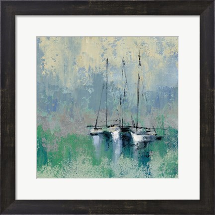 Framed Boats in the Harbor II Print