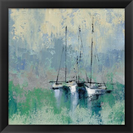 Framed Boats in the Harbor II Print