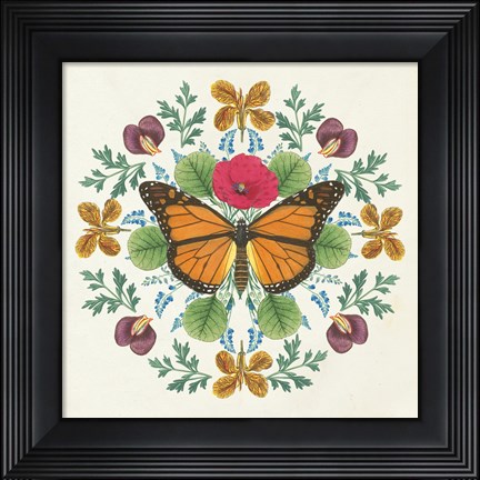 Framed Butterfly Mandala I Print