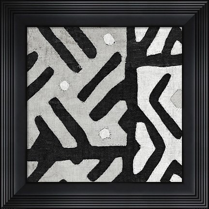 Framed Kuba Cloth I Square II BW Print