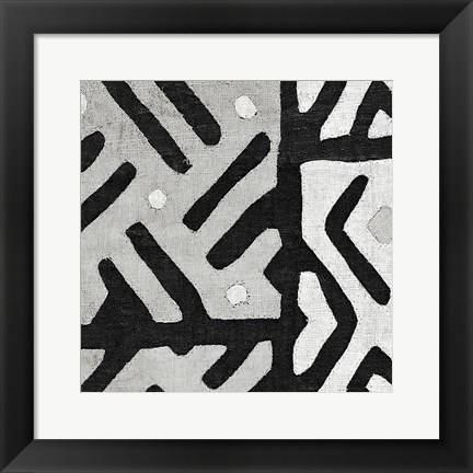 Framed Kuba Cloth I Square II BW Print