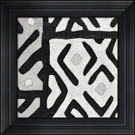 Framed Kuba Cloth I Square I BW Print