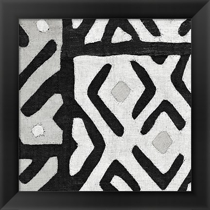 Framed Kuba Cloth I Square I BW Print