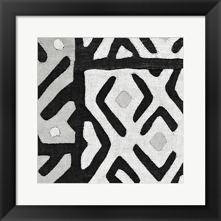 Framed Kuba Cloth I Square I BW Print