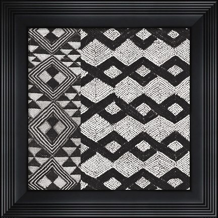 Framed Kuba Cloth Mat I BW Print
