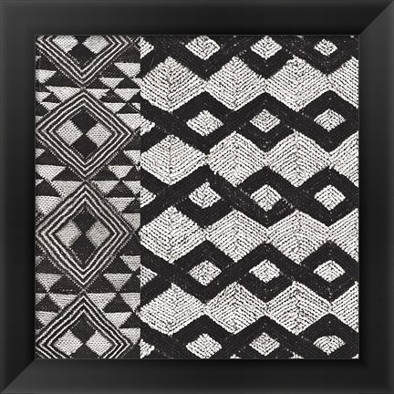 Framed Kuba Cloth Mat I BW Print