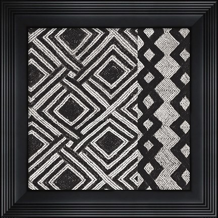 Framed Kuba Cloth Mat III BW Print