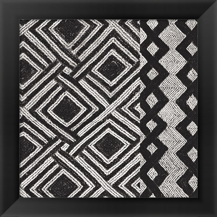 Framed Kuba Cloth Mat III BW Print