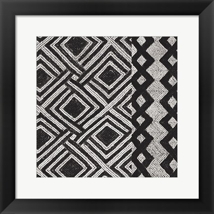 Framed Kuba Cloth Mat III BW Print