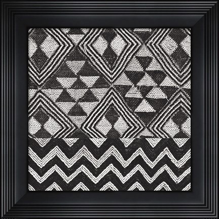 Framed Kuba Cloth Mat II BW Print