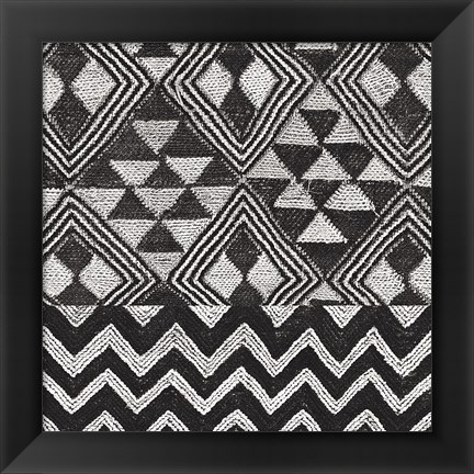 Framed Kuba Cloth Mat II BW Print