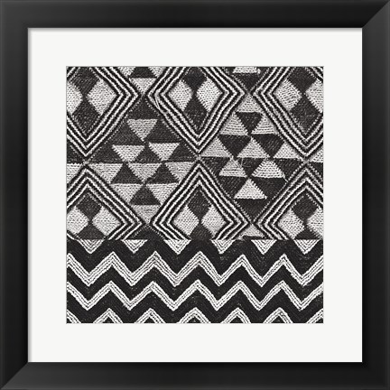 Framed Kuba Cloth Mat II BW Print