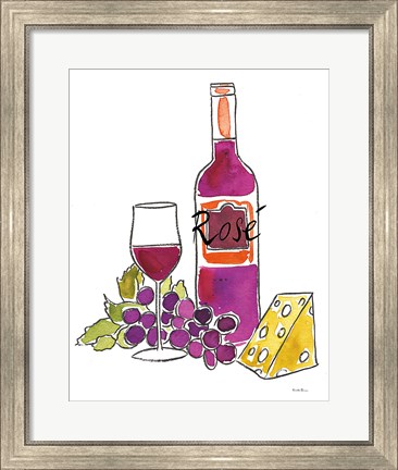 Framed Wine Time III Rose Print