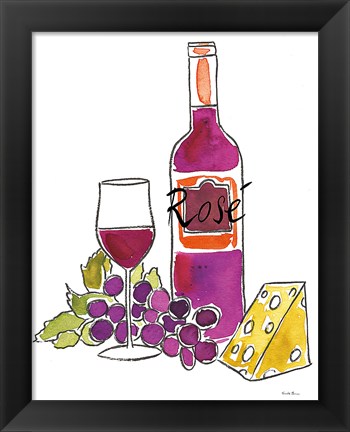 Framed Wine Time III Rose Print