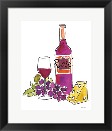 Framed Wine Time III Rose Print