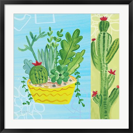 Framed Cacti Garden IV no Birds and Butterflies Print