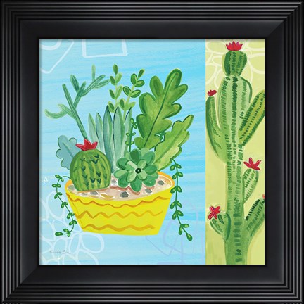 Framed Cacti Garden IV no Birds and Butterflies Print