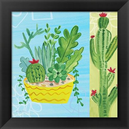 Framed Cacti Garden IV no Birds and Butterflies Print