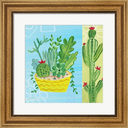 Framed Cacti Garden IV no Birds and Butterflies Print