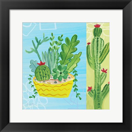 Framed Cacti Garden IV no Birds and Butterflies Print