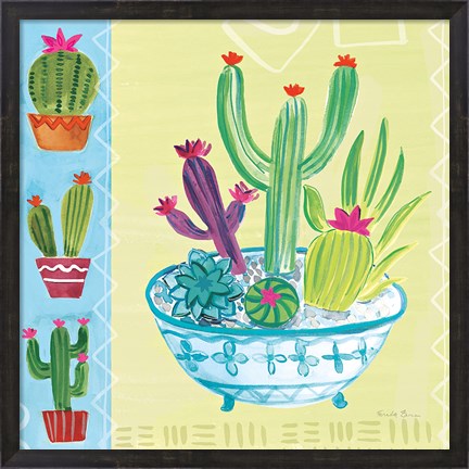 Framed Cacti Garden III no Birds and Butterflies Print