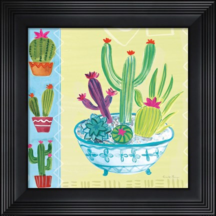 Framed Cacti Garden III no Birds and Butterflies Print