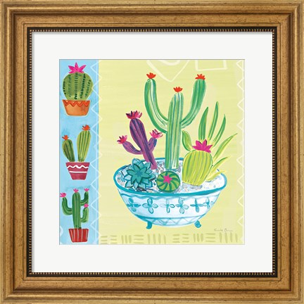 Framed Cacti Garden III no Birds and Butterflies Print