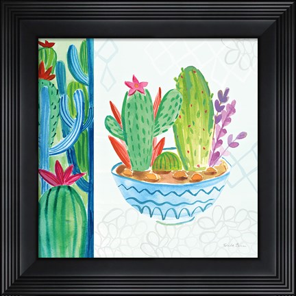 Framed Cacti Garden II no Birds and Butterflies Print