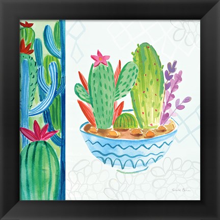 Framed Cacti Garden II no Birds and Butterflies Print