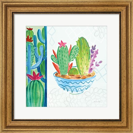 Framed Cacti Garden II no Birds and Butterflies Print